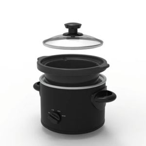 2 QT Slow Cooker, Matte Black Finish, Removeable Stoneware Pot,